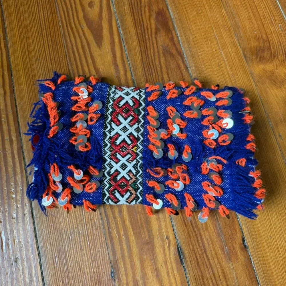 Funky bohemian fabric clutch bag